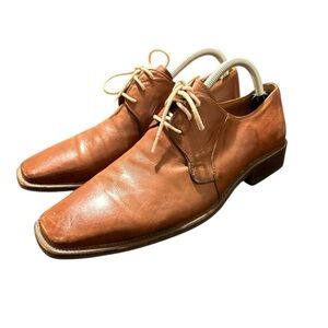 MARIO BRUNI Mens Brown Leather Oxford Dress Shoes Sz 40